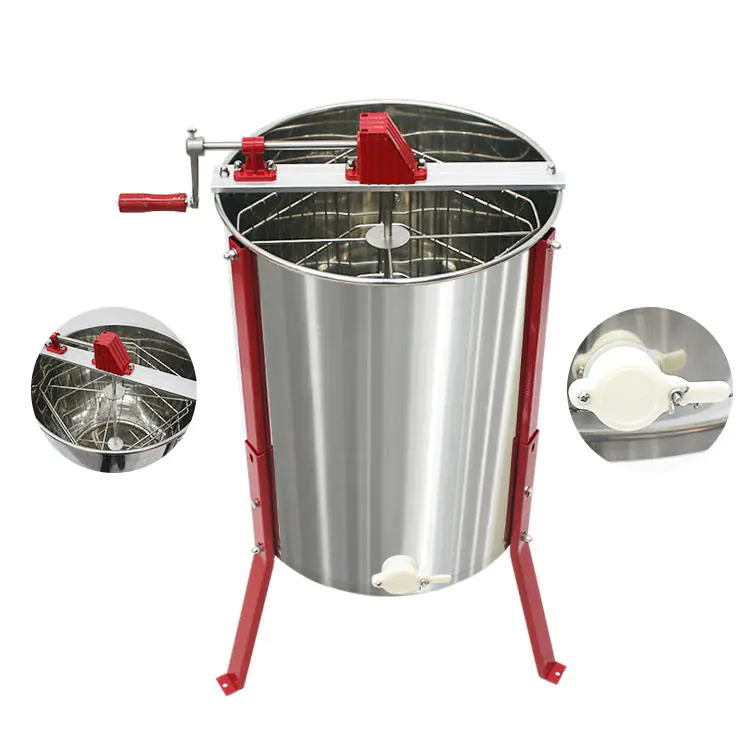 4 Frame Stainless Steel Manual Honey Extractor - Image 2